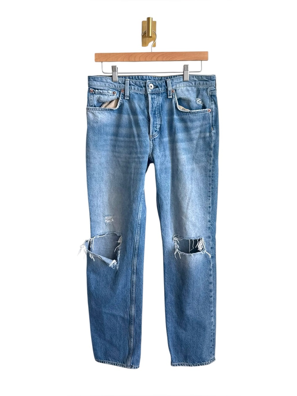 Rag & Bone Rosa Mid Rise Boyfriend Jeans Distressed Bristol Wash Women's 28